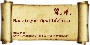Maczinger Apollónia névjegykártya